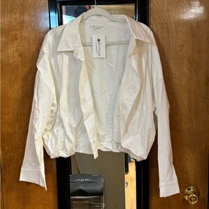 Bucket List White Button Down Shirt Size M NWT